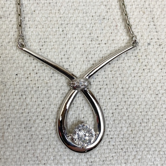 NVC Nataliya V Collister Silver Tone Cubic Zirconia  Drop necklace - Picture 3 of 5